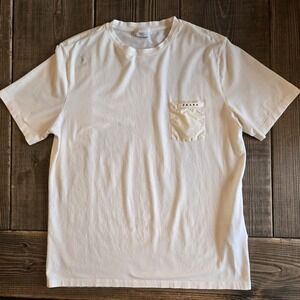 Prada Shirt Mens XL White Cotton Logo Pocket Elevated Basic Soft Stretch Tee